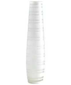 Cyan Accessories White Matte Stripe Vase - Large