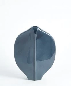 Global Views Center Ridge Vase Medium- Blue Accessories