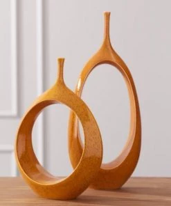 Global Views What's New Open Oval Ring Vase - Orange