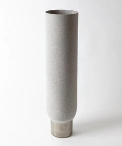 Global Views Accessories Silver Banded Vase Grey- Large