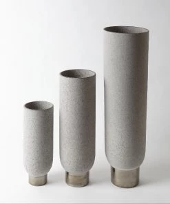 Global Views Silver Banded Vase Grey- Medium