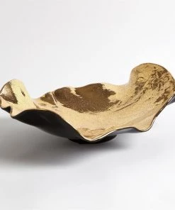 Global Views Accessories Wave Platter - Gold Crackle