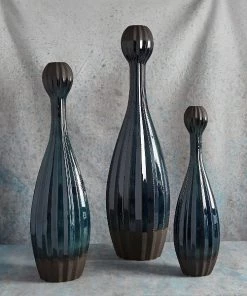 Global Views What's New Vertical Strie Vessel Medium - Deep Sea