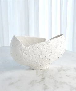 Global Views Asymmetrical Stipple Bowl - Matte White