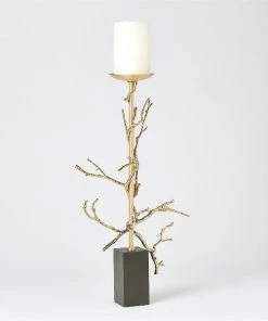 Global Views Accessories Twig Brass Candleholders - Large