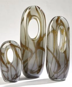 Global Views Swirl Vase Amber/Grey- Medium