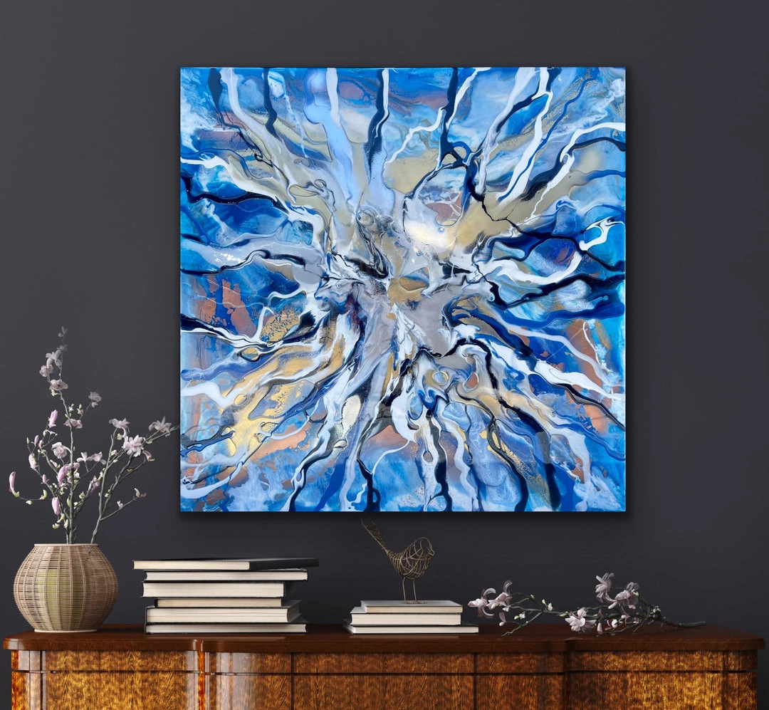 Jessica M Chaix Blue Agate III - 36”W X 36”H Original Art 2 Jessica M Chaix Blue Agate III - 36”W X 36”H Original Art