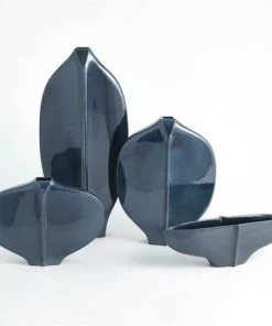 Global Views What's New Center Ridge Vase Large- Blue