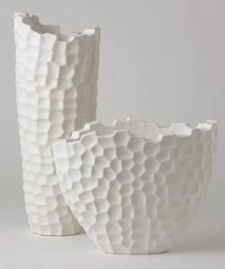 Global Views Accessories Random Grid Vase - White Tall