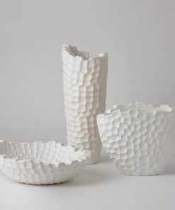 Global Views Accessories Random Grid Vase - White Tall