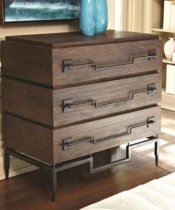 Global Views Small Furnishings 3 Drawer Wide Chest Dark Brushed Mango
