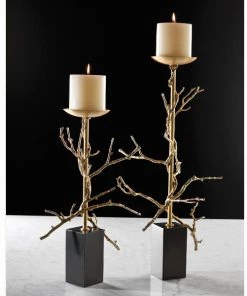 Global Views Accessories Twig Brass Candleholders - Large