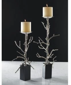 Global Views Accessories Twig Nickel Candleholders - Large