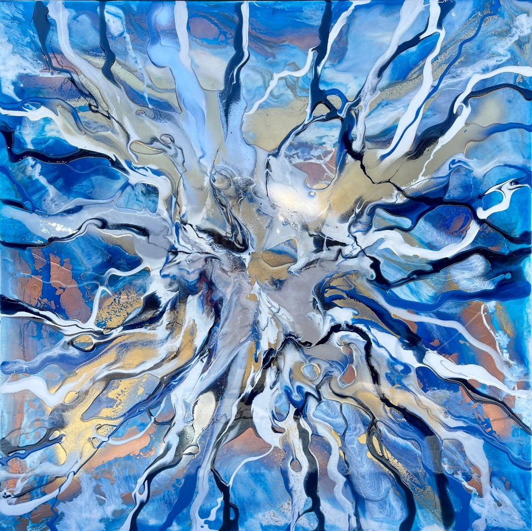 Jessica M Chaix Blue Agate III - 36”W X 36”H Original Art 3 Jessica M Chaix Blue Agate III - 36”W X 36”H Original Art