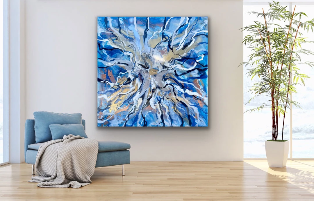 Jessica M Chaix Blue Agate III - 36”W X 36”H Original Art 1 Jessica M Chaix Blue Agate III - 36”W X 36”H Original Art