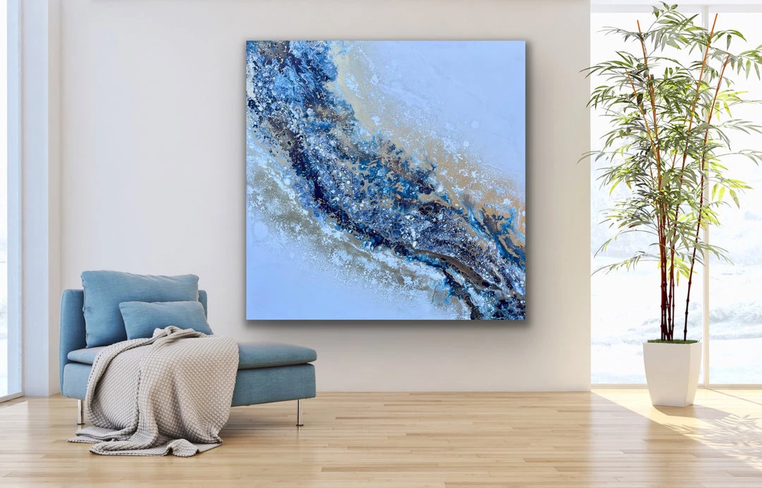 Jessica M Chaix Blue Cascade - 48” X 48” (SOLD) 1 Jessica M Chaix Blue Cascade - 48” X 48” (SOLD)
