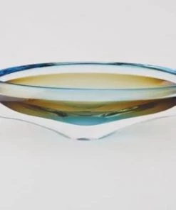 Global Views Canoe Bowl - Turquoise/Beige