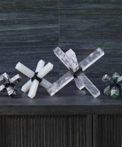 Uttermost Double Cross Sculpture - Opaline Crystal