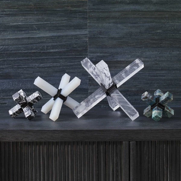 Uttermost Double Cross Sculpture - Opaline Crystal 2 Uttermost Double Cross Sculpture - Opaline Crystal